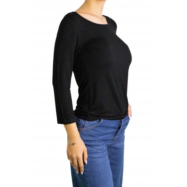 Maglia girocollo tinta unita manica 3/4